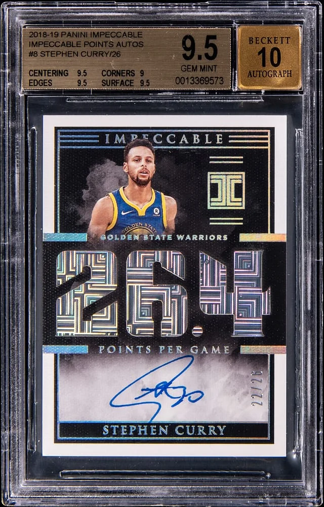 2018-19 Panini Impeccable Stephen Curry Points Autographs #PT-SCY card image