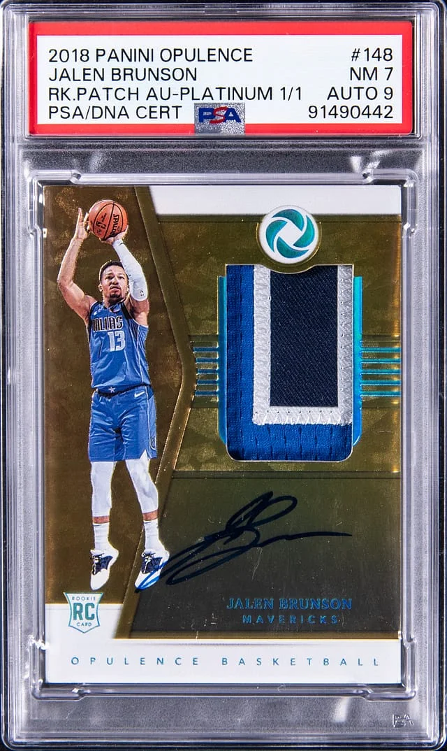 2018-19 Panini Jalen Brunson Opulence Patch Autograph (RPA)-Platinum 1/1 #148 card image