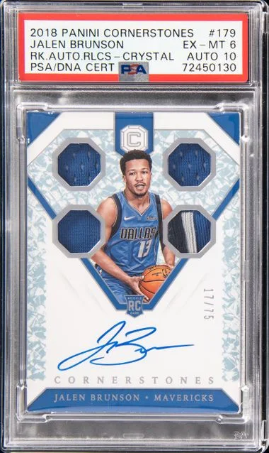 2018-19 Panini Jalen Brunson Cornerstones Autograph Relics Crystal #179 card image