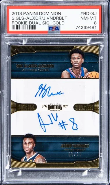 2018-19 Panini Jarred Vanderbilt/Shai Gilgeous-Alexander Dominion Dual Signatures Gold #RD-SJ card image