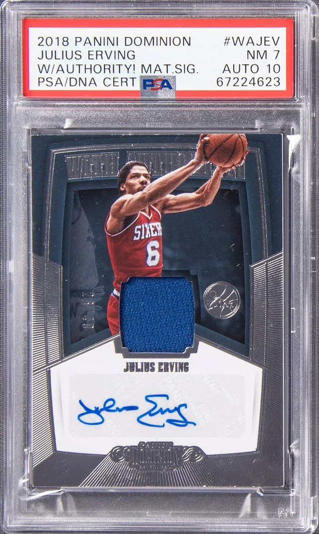 2018-19 Panini Julius Erving Dominion With Authority Material Signatures #WA-JEV card image