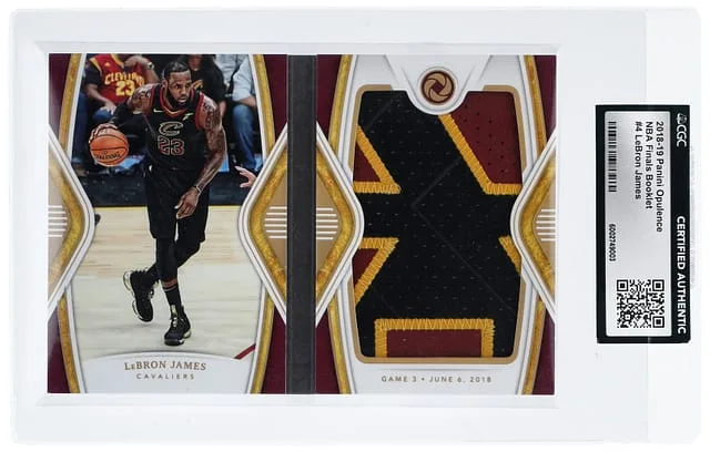 2018-19 Panini LeBron James '18 NBA Finals Game 3 Game-Worn Opulence NBA Finals Booklet #4 card image