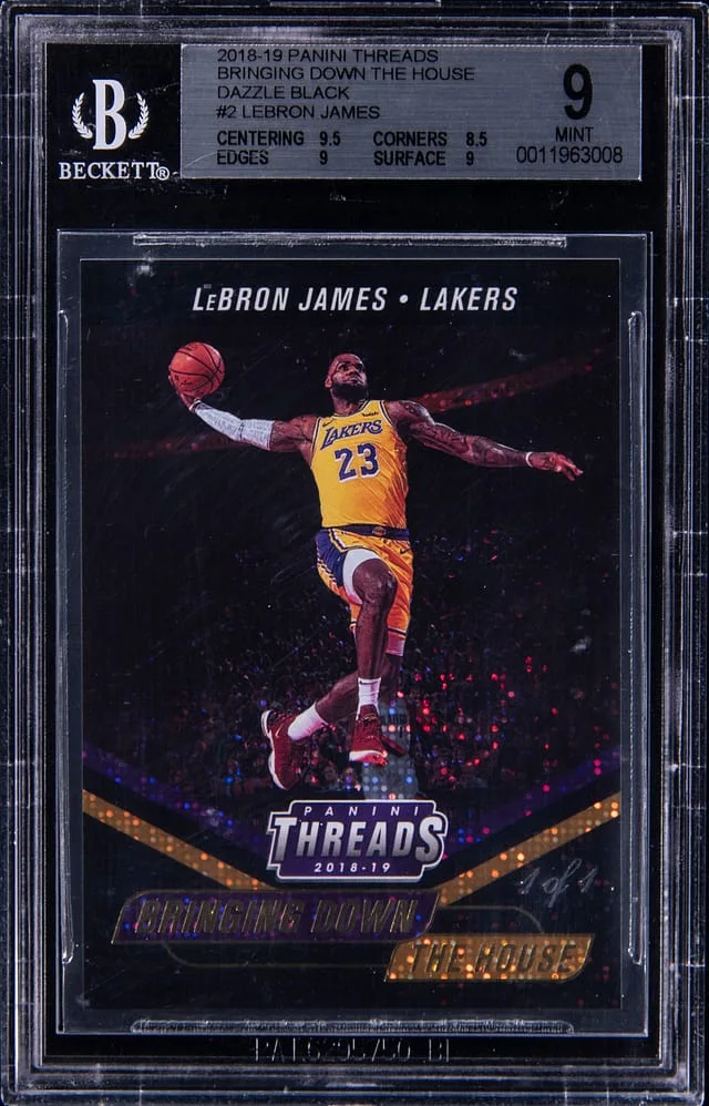 2018-19 Panini LeBron James Threads Bringing Down The House Dazzle Black #2 card image