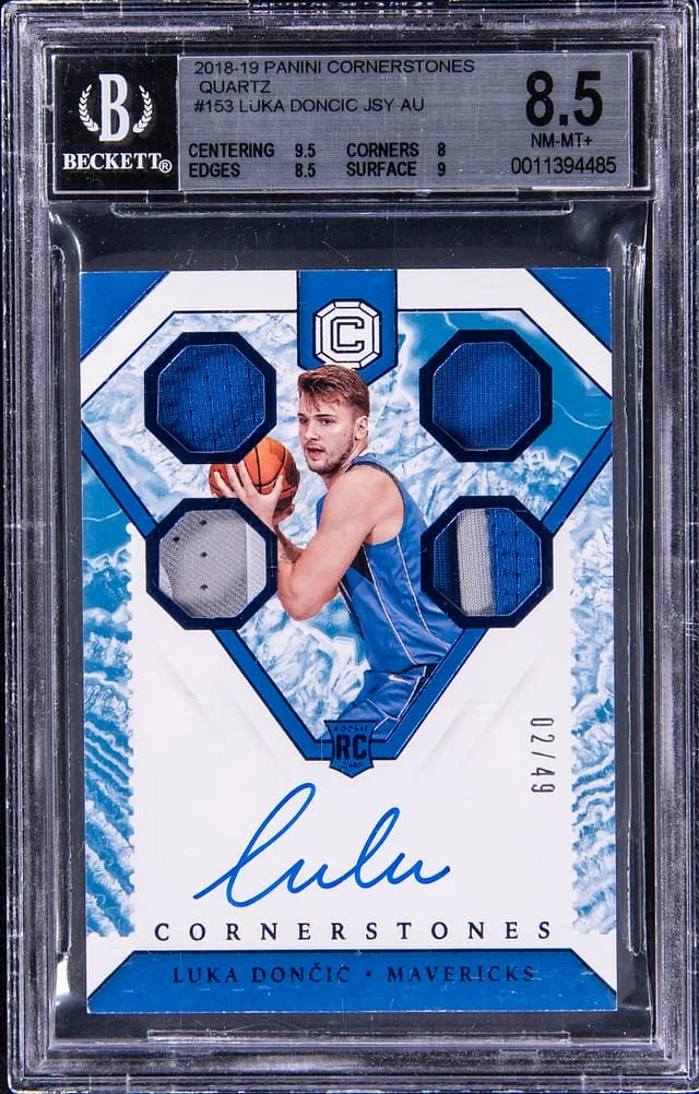 2018-19 Panini Luka Doncic Cornerstones Cornerstones Autograph Relics Quartz #153 card image