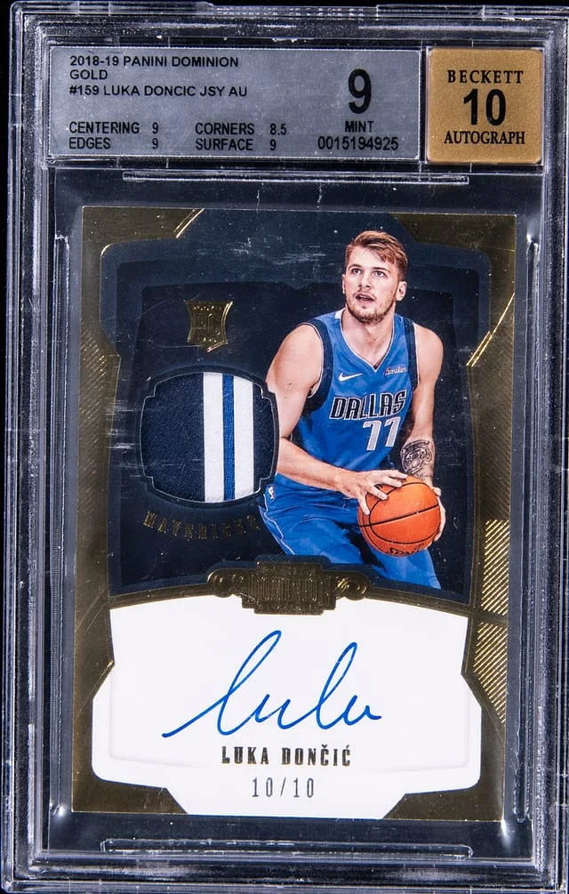 2018-19 Panini Luka Doncic Dominion Jersey Autographs Gold #159 card image