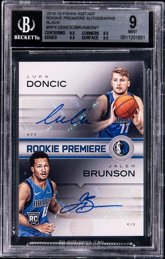 2018-19 Panini Luka Doncic/Jalen Brunson Instant Premiere Autographs Black #RP4 card image