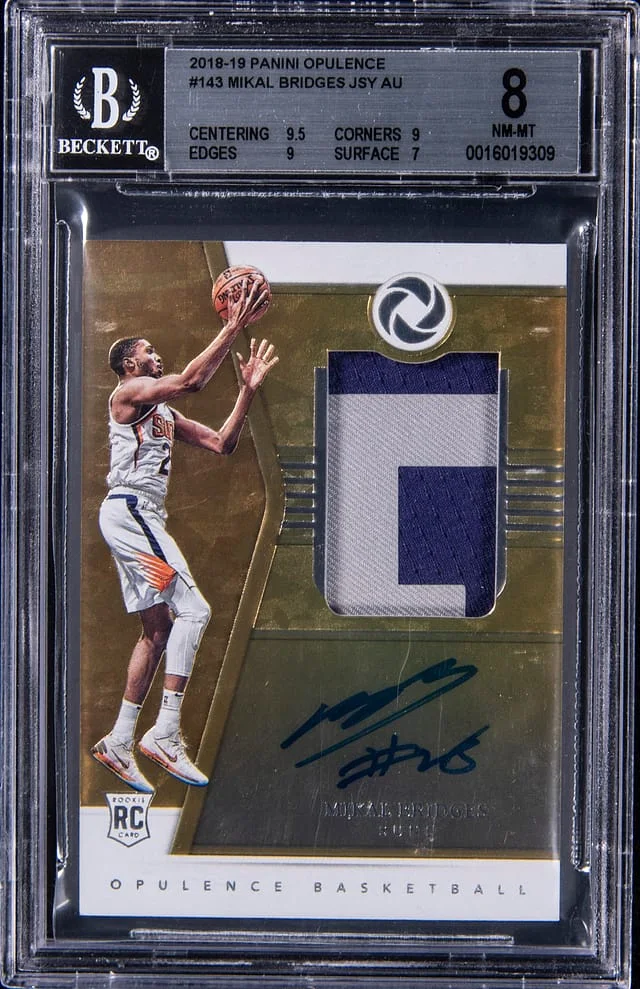 2018-19 Panini Mikal Bridges Opulence Patch Autograph (RPA) #143 card image