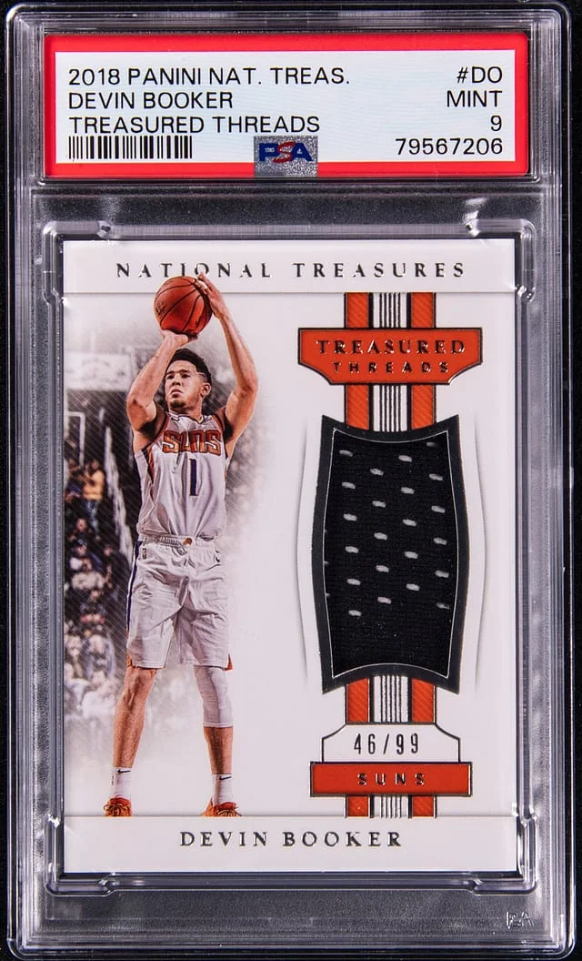 2018-19 Panini National Treasures Devin Booker Treasured Threads #TTH-DO card image
