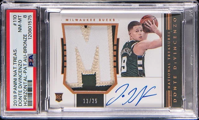 2018-19 Panini National Treasures Donte DiVincenzo Horizontal Patch Autograph-Bronze #110 card image
