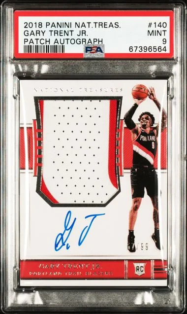 2018-19 Panini National Treasures Gary Trent Jr. Patch Autograph (RPA) #140 card image
