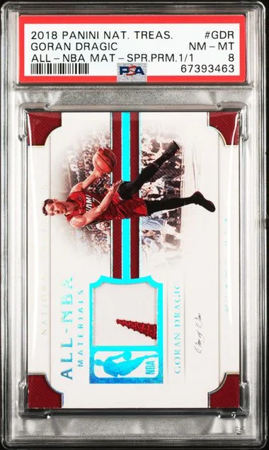 2018-19 Panini National Treasures Goran Dragic All-NBA Materials Super Prime #NBA-GDR card image