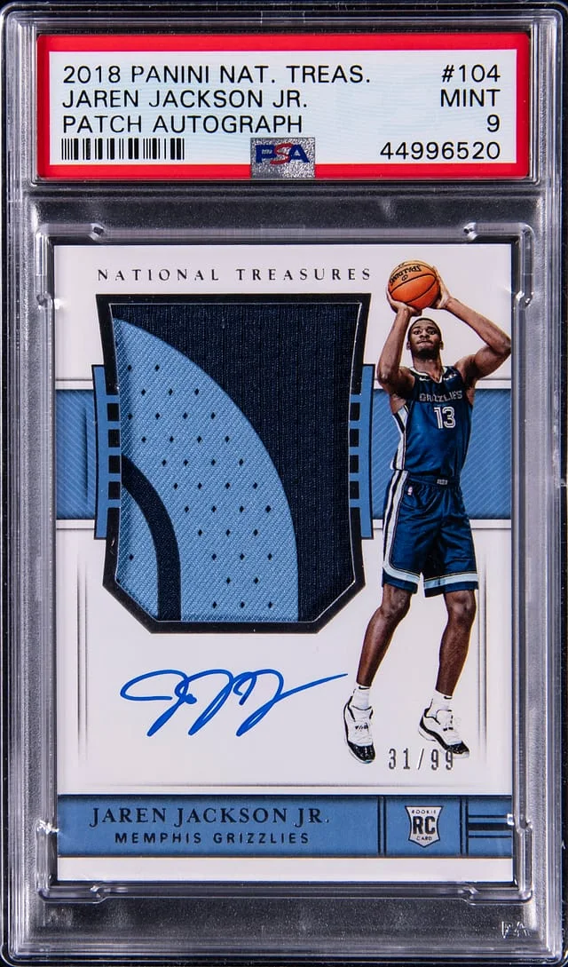 2018-19 Panini National Treasures Jaren Jackson Jr. Patch Autograph (RPA) #104 card image