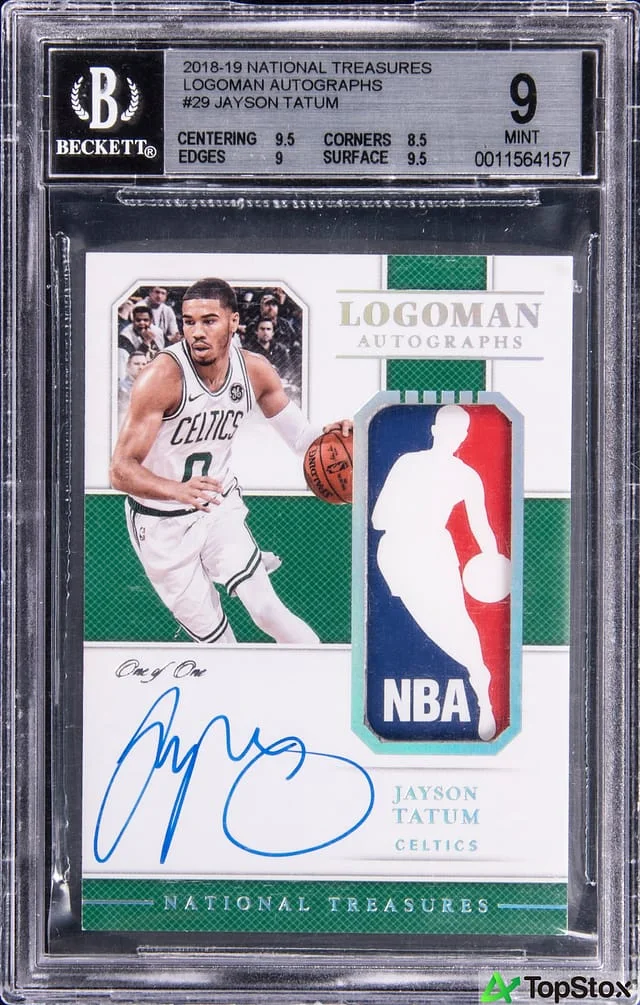 2018-19 Panini National Treasures Jayson Tatum Logoman Autograph #LA-JTT card image