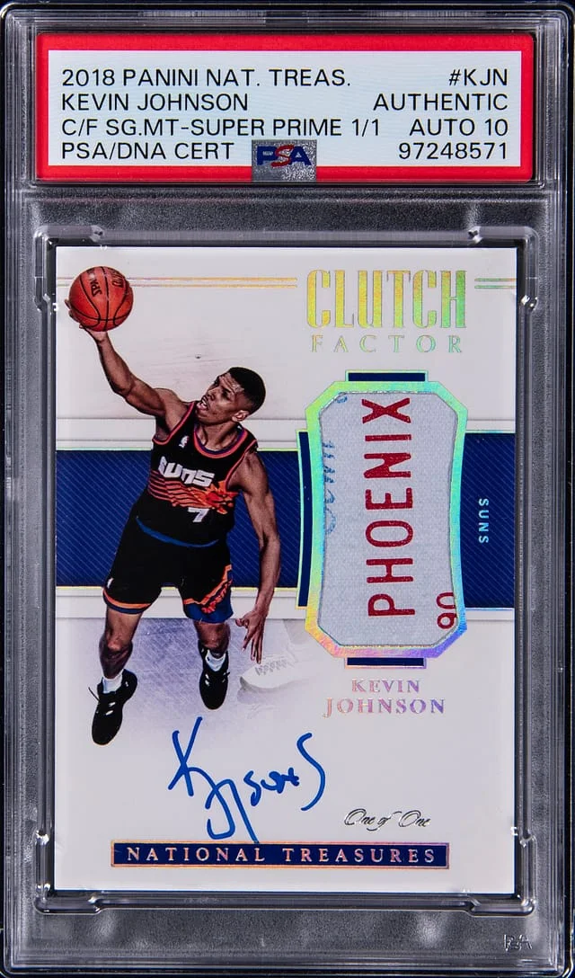 2018-19 Panini National Treasures Kevin Johnson Clutch Factor Signature Material Super Prime #CF-KLN card image