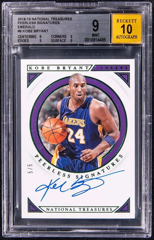 2018-19 Panini National Treasures Kobe Bryant Peerless Signatures Emerald #PS-KBR card image