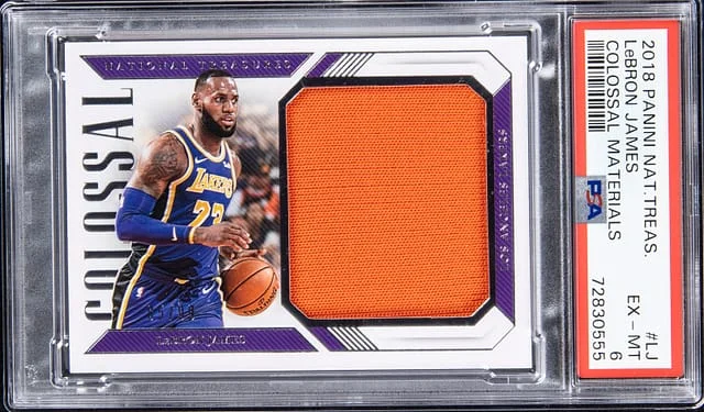 2018-19 Panini National Treasures LeBron James Colossal Materials #CLM-LJ card image