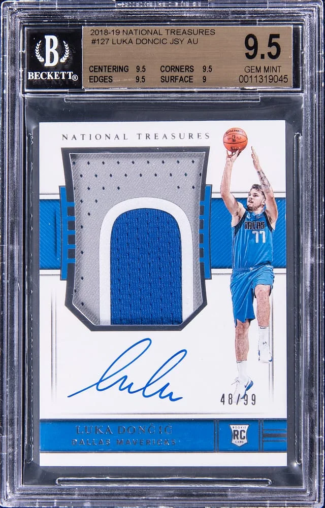 2018-19 Panini National Treasures Luka Doncic Patch Autograph (RPA) #127 card image