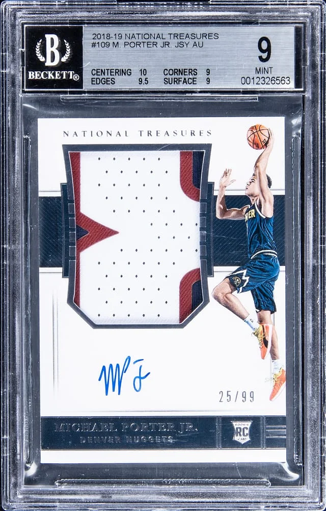 2018-19 Panini National Treasures Michael Porter Jr. Patch Autograph (RPA) #109 card image