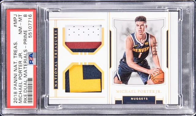 2018-19 Panini National Treasures Michael Porter Jr. Dual Materials Prime #RD-MPJ card image
