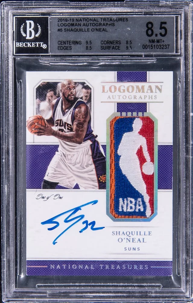 2018-19 Panini National Treasures Shaquille O'Neal Logoman Autographs #5 card image