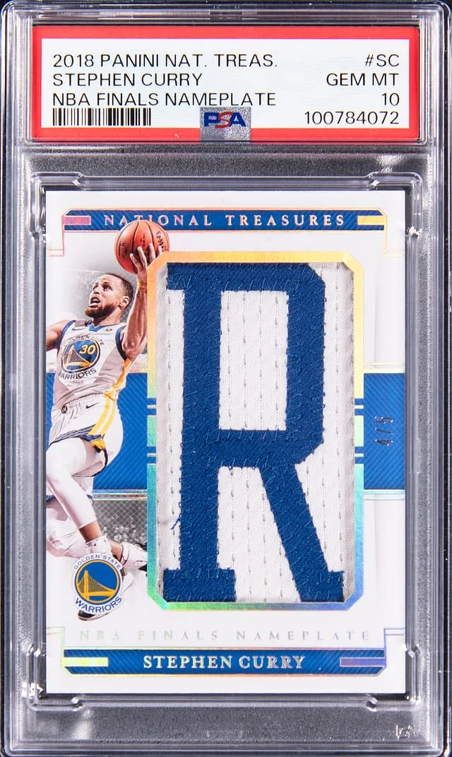 2018-19 Panini National Treasures Stephen Curry Game-Used NBA Finals Nameplate #FIN-SC card image