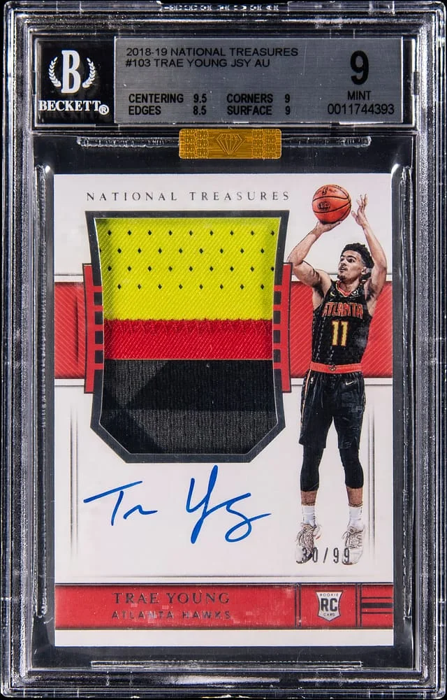 2018-19 Panini National Treasures Trae Young Patch Autograph (RPA) #103 card image