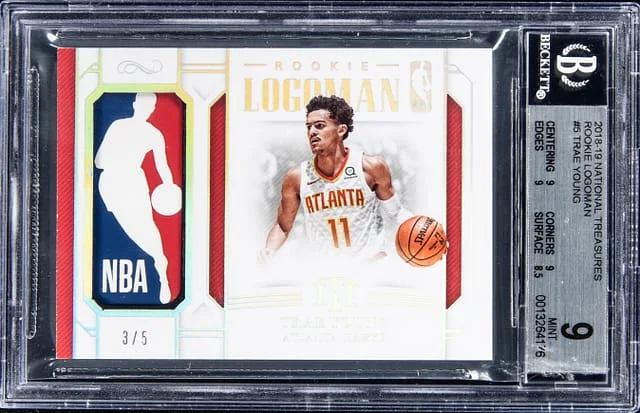 2018-19 Panini National Treasures Trae Young Logoman #RL-TY card image