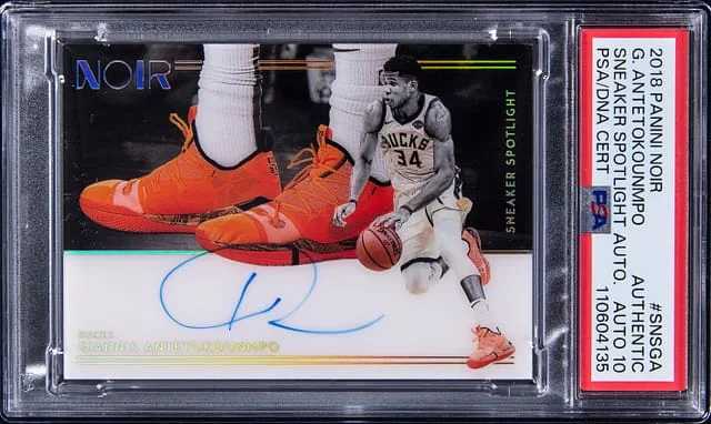 2018-19 Panini Noir Giannis Antetokounmpo Sneaker Spotlight Autograph #SNS-GA card image