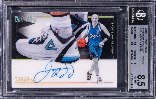 2018-19 Panini Noir Jason Kidd Sneaker Spotlight Autograph #28 card image