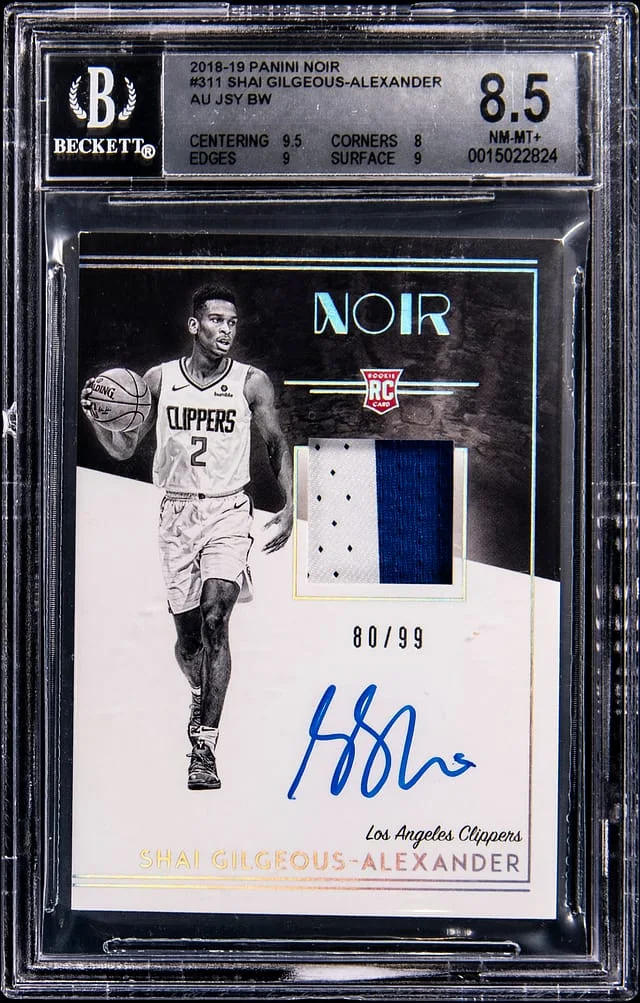 2018-19 Panini Noir Shai Gilgeous-Alexander Patch Autographs (RPA) Black and White #311 card image
