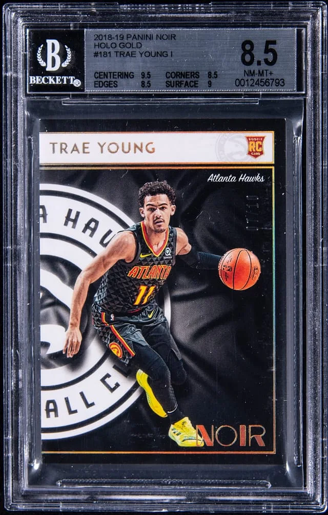 2018-19 Panini Noir Trae Young Holo Gold #181 card image