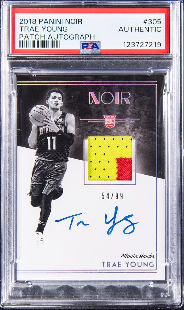 2018-19 Panini Noir Trae Young Patch Autograph #305 card image