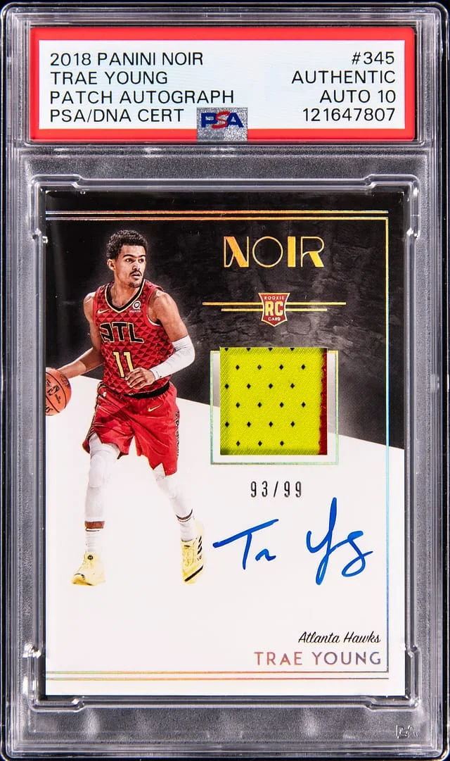2018-19 Panini Noir Trae Young Patch Autograph #345 card image