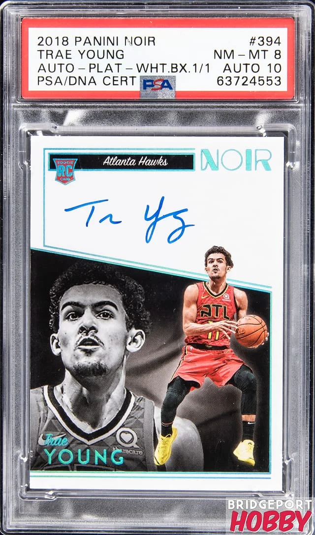2018-19 Panini Noir Trae Young Autographs Platinum White Box #394 card image