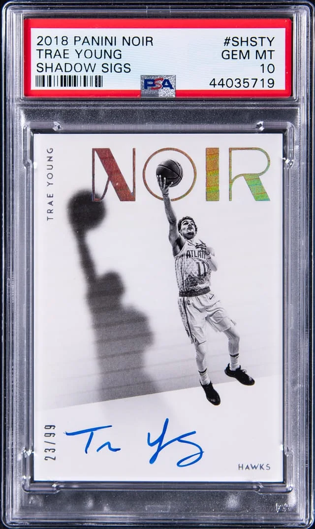 2018-19 Panini Noir Trae Young Shadow Sigs #SHSTY card image