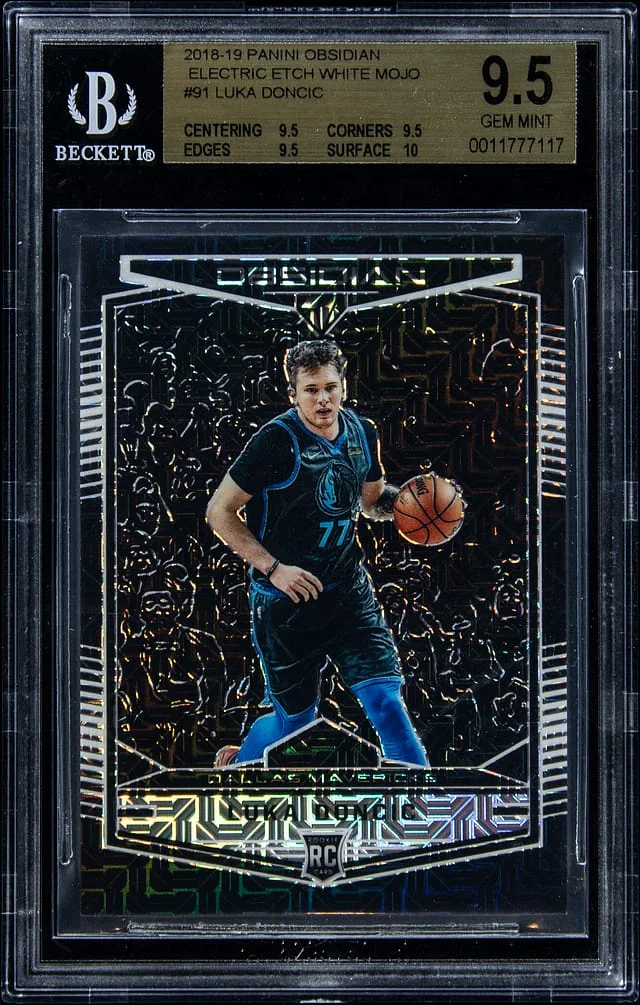 2018-19 Panini Obsidian Luka Doncic Electric Etch White Mojo #91 card image