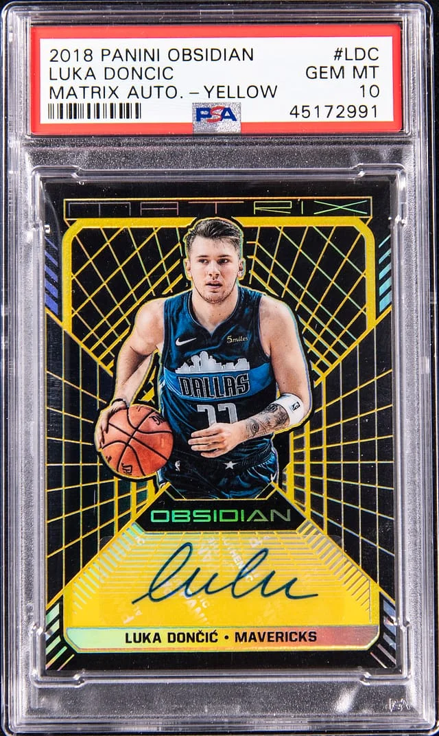 2018-19 Panini Obsidian Luka Doncic Matrix Autograph Yellow #LDC card image