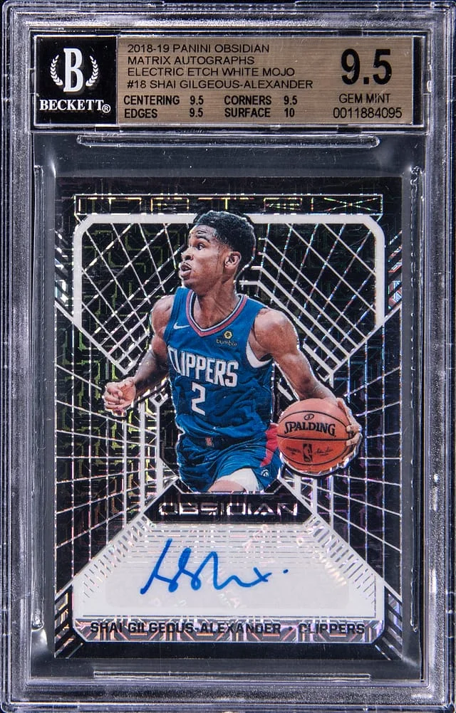 2018-19 Panini Obsidian Shai Gilgeous-Alexander Matrix Autographs Electric Etch White Mojo #18 card image