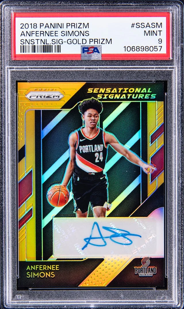2018-19 Panini Prizm Anfernee Simons Sensational Signatures Gold Prizm #SS-ASM card image
