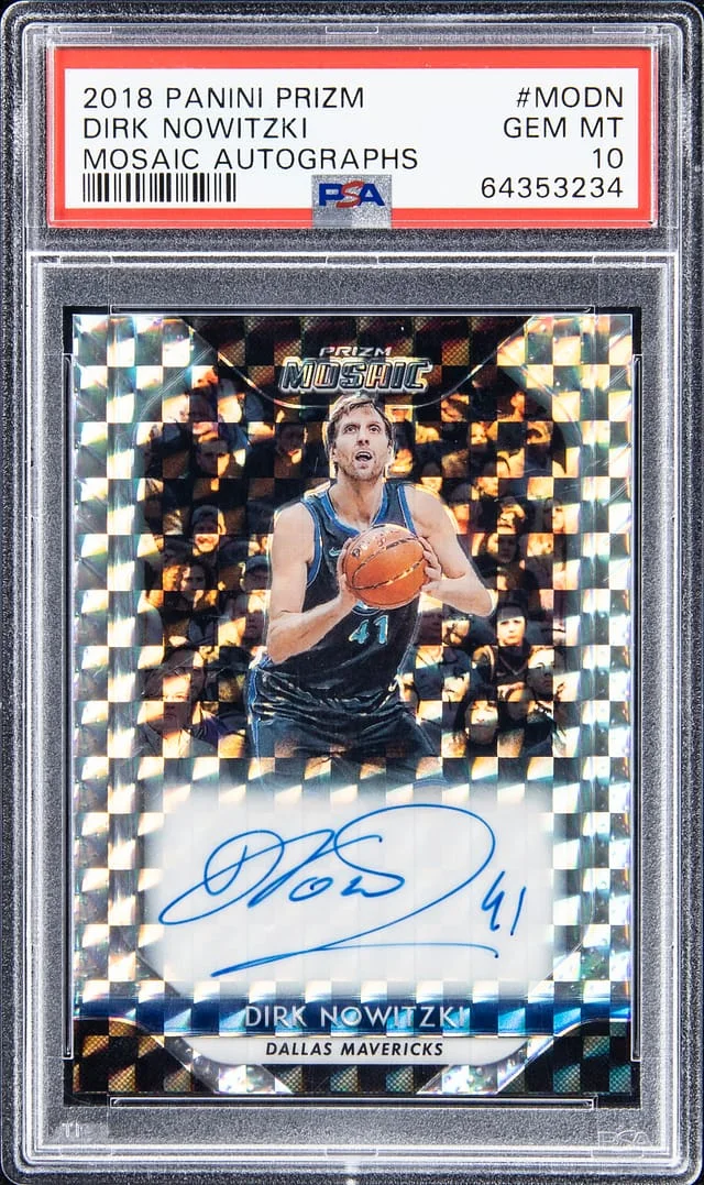 2018-19 Panini Prizm Dirk Nowitzki Mosaic Autographs #MO-DN card image