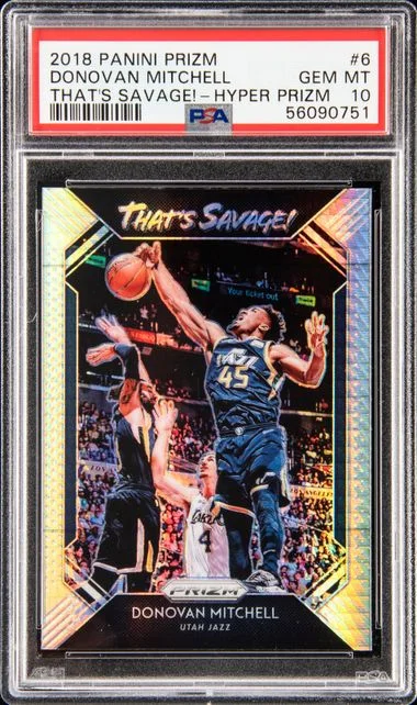 2018-19 Panini Prizm Donovan Mitchell That's Savage! Hyper Prizm #6 card image