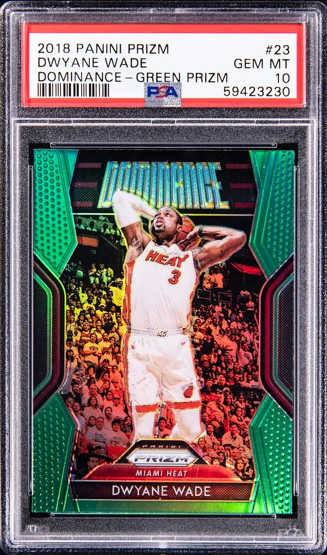 2018-19 Panini Prizm Dwayne Wade Dominance Green Prizm #23 card image