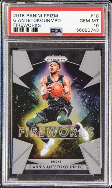 2018-19 Panini Prizm Giannis Antetokounmpo Fireworks #18 card image