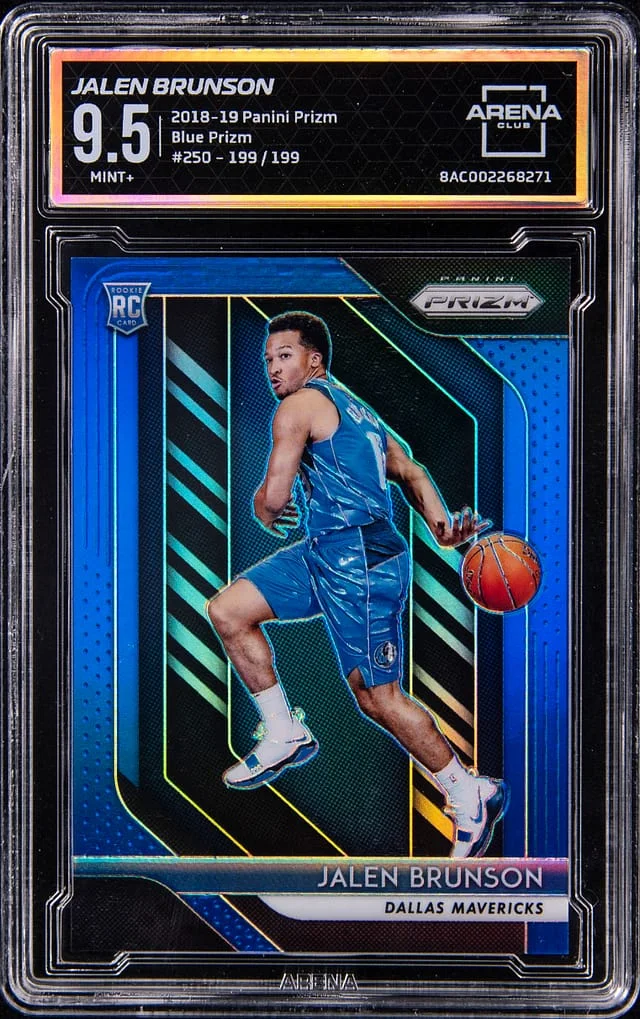 2018-19 Panini Prizm Jalen Brunson - ACG MINT+ 9.5 Blue Prizm #250 card image