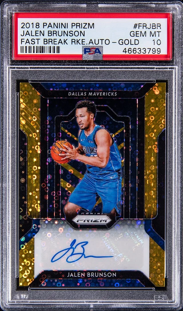 2018-19 Panini Prizm Jalen Brunson Fast Break Autograph Gold #FR-JBR card image