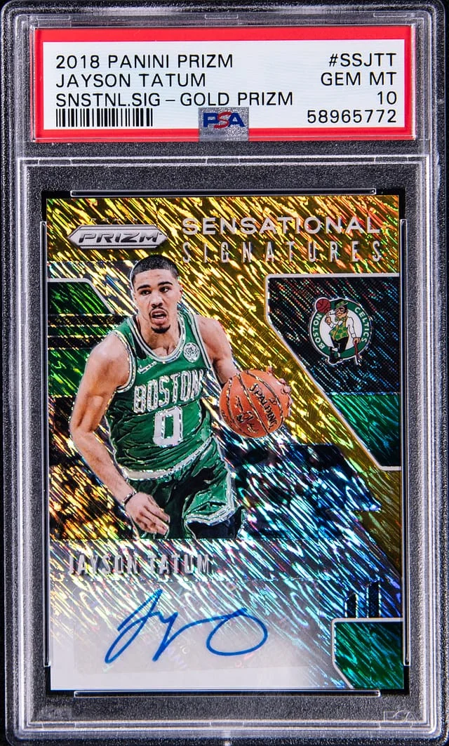 2018-19 Panini Prizm Jayson Tatum Sensational Signatures Gold Prizm #SSJTT card image