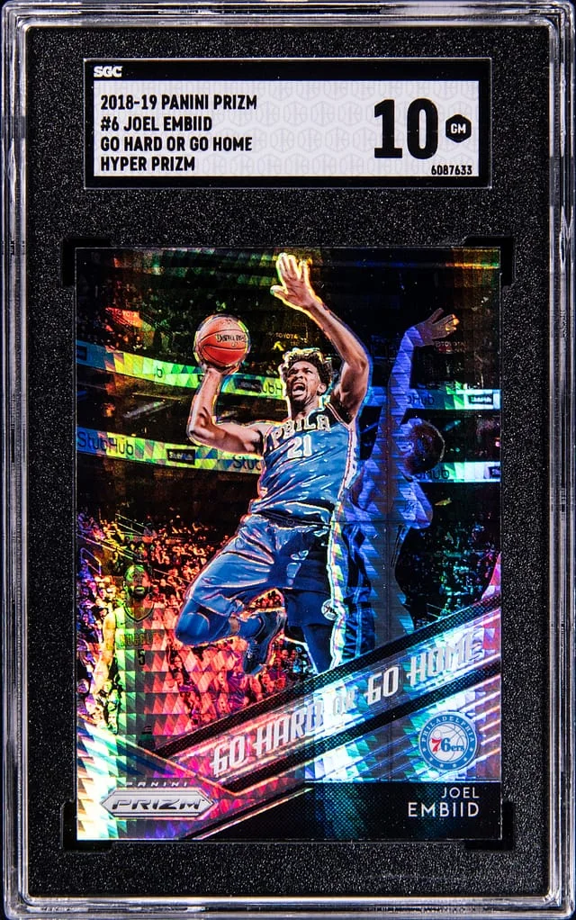 2018-19 Panini Prizm Joel Embid Go Hard Or Go Home Hyper Prizm #6 card image