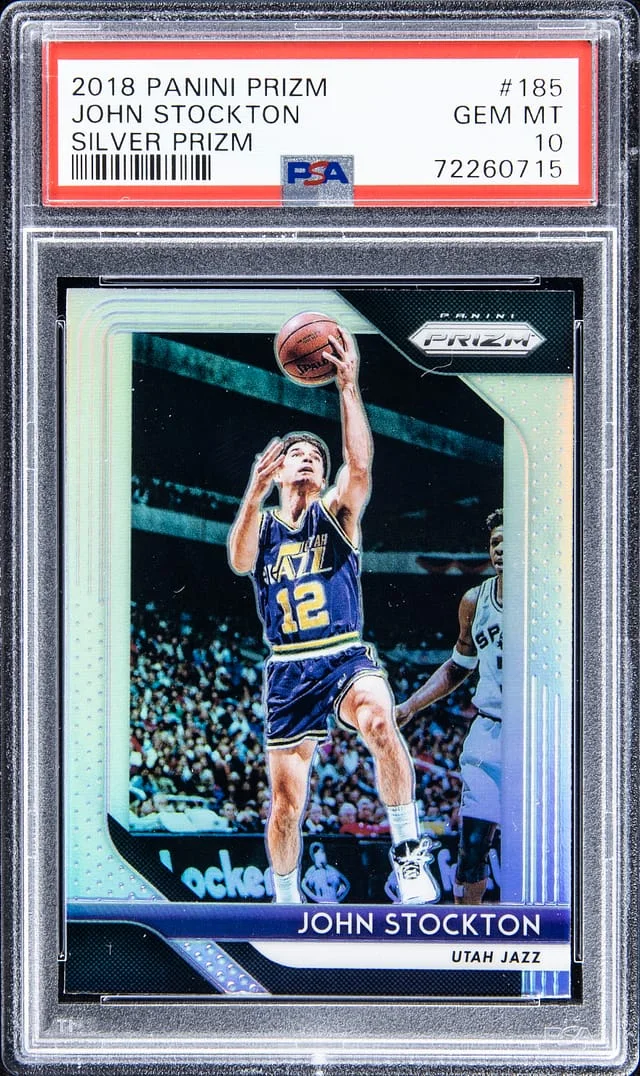 2018-19 Panini Prizm John Stockton Silver Prizm #185 card image