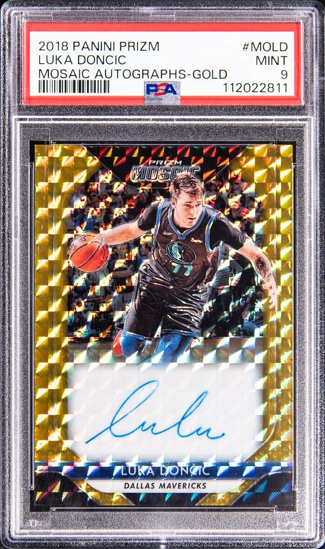 2018-19 Panini Prizm Luka Doncic Mosaic Autographs Gold Prizm #MO-LD card image