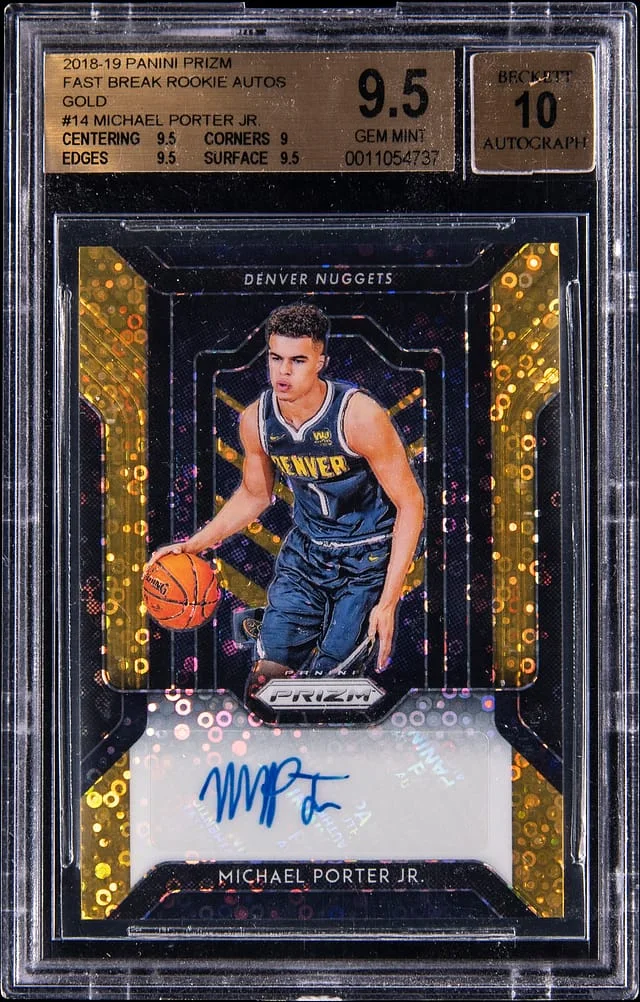 2018-19 Panini Prizm Michael Porter Jr. Fast Break Autographs Gold Prizm #FR-MPJ card image